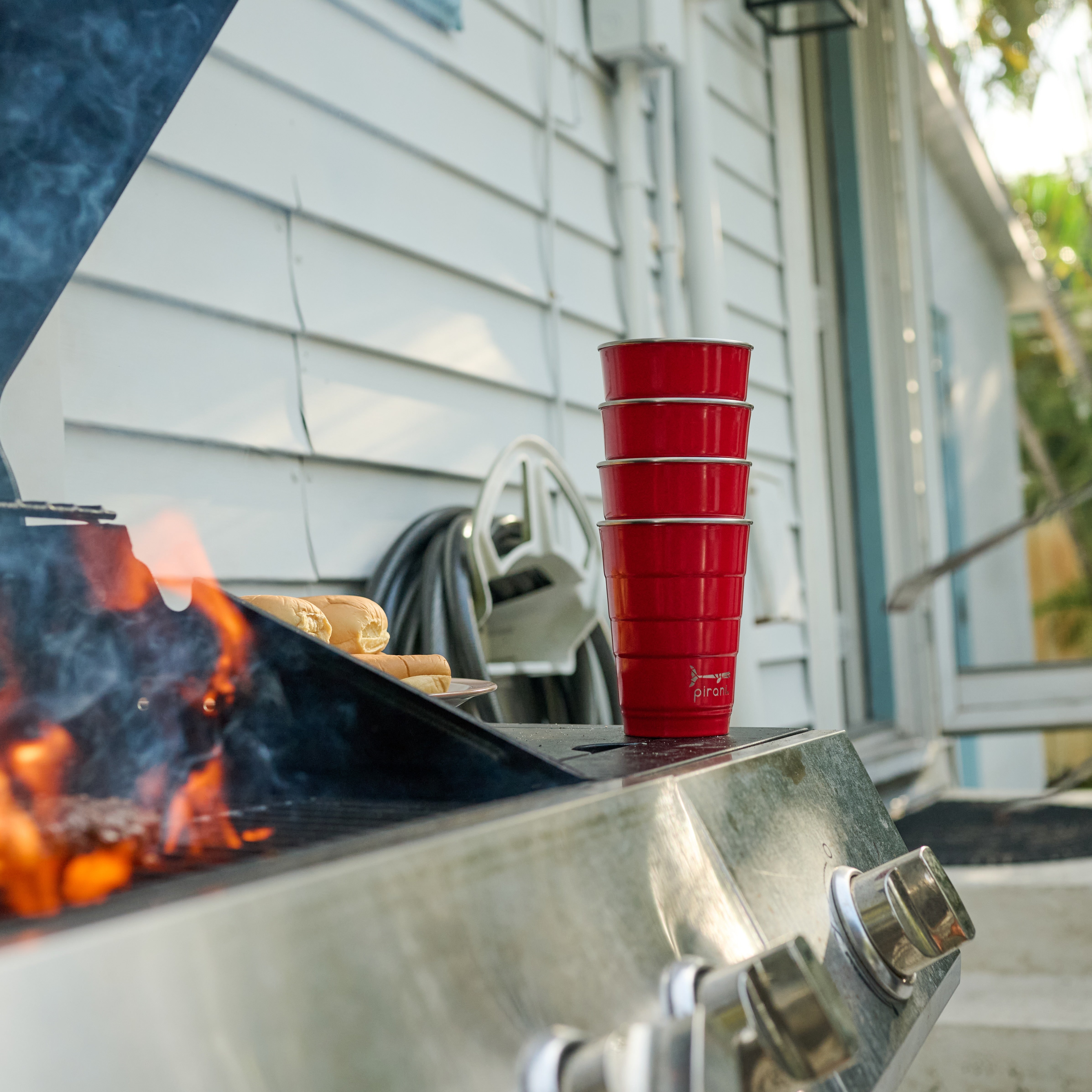 バーベキュー・調理用品 STACKABLE 2-LAYER TUMBLER Pirani - 16oz (2.0) Tumbler 4 Pack - Backyard BBQ Set – Pirani Life