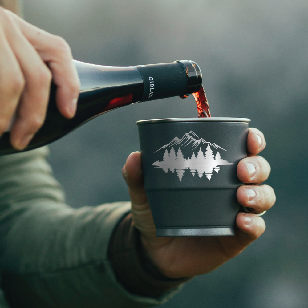 Mountain Engraving on Pirani Wine Tumbler